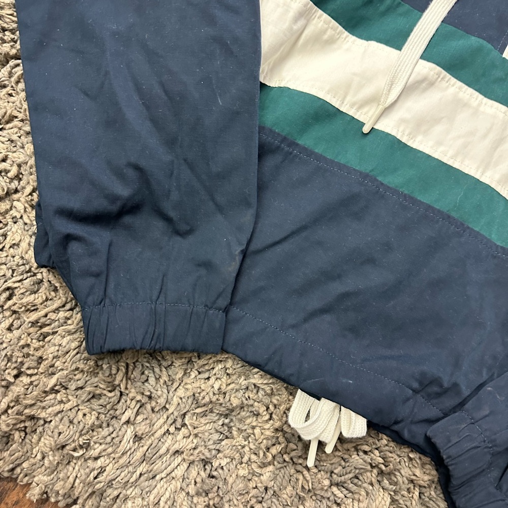 Forever 21 Forever 21 Blue Green White Stripe Crop Windbreaker Hoodie Sz S <142> - Picture 6 of 7